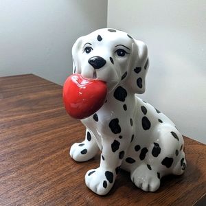 Vintage Porcelain Dalmatian holding heart ,. By ganz